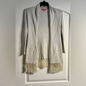 Lilly Pulitzer Cream Cardigan with Fringe